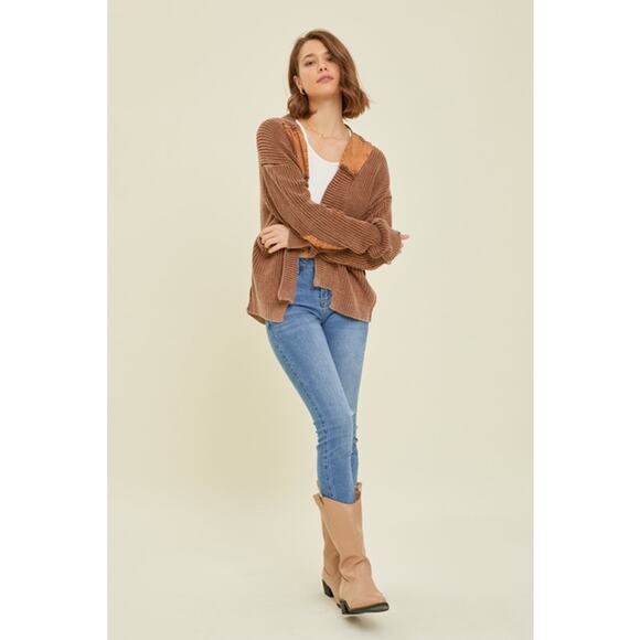 Heyson Chocolate Size Small Western Inspired Mineral Washed Cardigan - Picture 2 of 5
